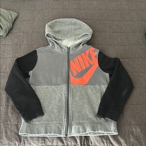 Nike Gray and Black Hoodie with RedOrange Logo